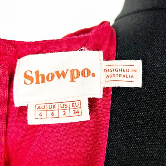 Showpo Red Cross Front Midi Bodycon Formal Dress Side Slit Womens Size 2 - Picture 6 of 10